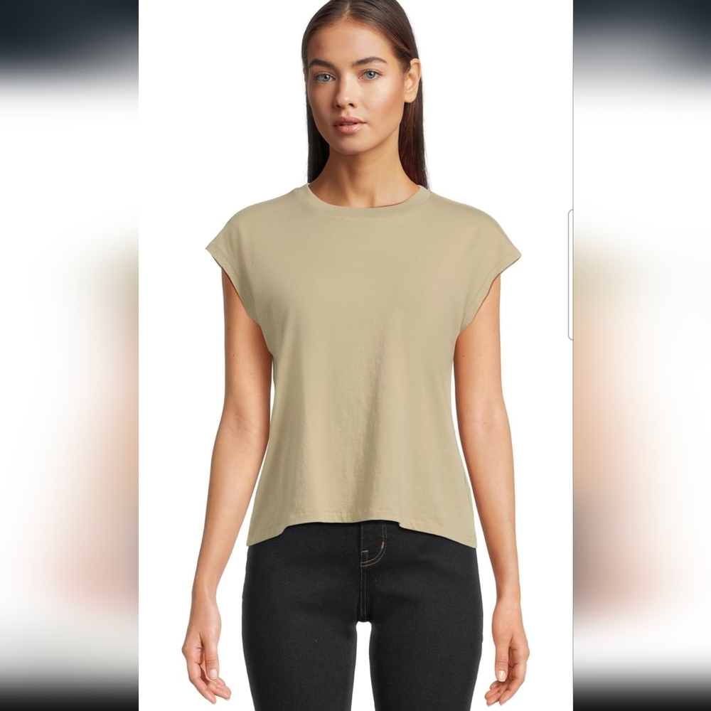 NWOT Women's Madewell Khaki Crew Neck Sleeve Muscle Tee - XXS